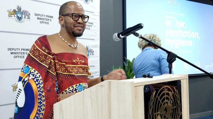 Principal Secretary Sibonelo Nkambule represents Deputy Prime Minister Thulisile Dladla at the official launch of the Month of the Child at the UN House, where this year's theme calls for universal access to water, sanitation and hygiene for every child in Eswatini. | Photo: DPMO