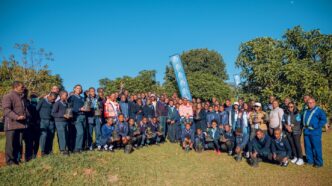 Eswatini Water Services Corporation officials, representatives from the Department of Forestry and learners at Ezulwini Community High School gather to mark World Environment Day with a tree planting exercise at the school. (Photo: EWSC)