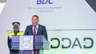 Botswana President Duma Boko addresses guests at the groundbreaking ceremony for the New Botswana City project at the Sir Seretse Khama Airport Special Economic Zone. (Photo: Botswana Development Corporation)