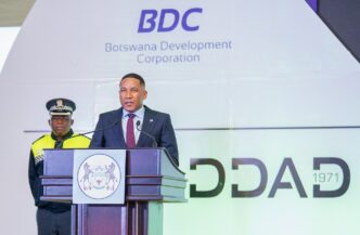 Botswana President Duma Boko addresses guests at the groundbreaking ceremony for the New Botswana City project at the Sir Seretse Khama Airport Special Economic Zone. (Photo: Botswana Development Corporation)
