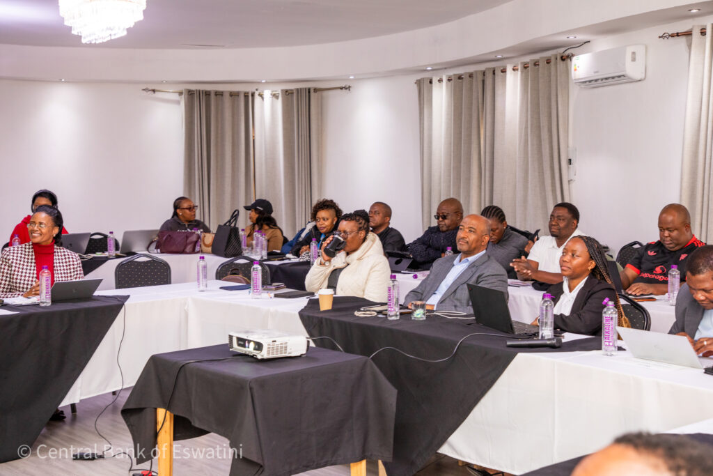 Central Bank of Eswatini Governor Dr. Phil Mnisi addresses editors and journalists during the Governor's Annual Media Engagement Session at Sibebe Resort on Friday. (Photo: CBE)