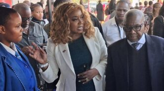 Minister of ICT Savannah Maziya with her guest South African Minister of Science, Technology, and Innovation, Dr Blade Nzimande inspecting displays at UNESWA during the Eswatini Science Month. (Photo; Ministry of ICT)