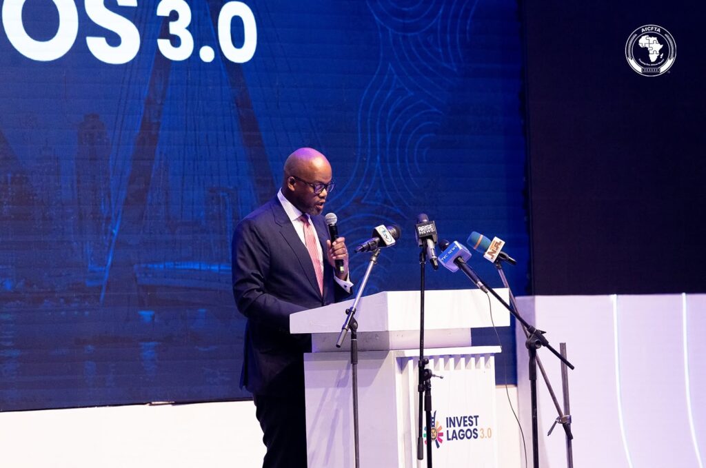 AfCFTA Secretary-General Wamkele Mene addresses the Invest Lagos 3.0 Summit, calling on cities to drive the implementation of continental free trade on the ground. | Photo: AfCFTA Secretariat