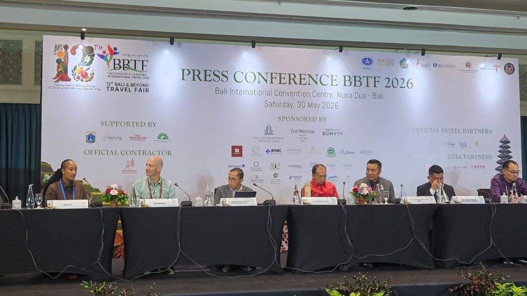 Tsebo Manale, founder of D12 Travel, joins fellow panelists at the Bali and Beyond Travel Fair 2026 held at The Westin Resort Nusa Dua, Bali, where tourism stakeholders from across the globe gathered to strengthen partnerships and explore new market opportunities. Photo: Supplied