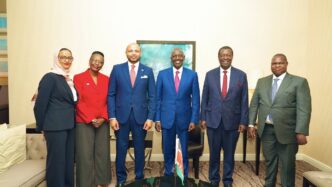 OACPS Secretary-General Moussa Batraki and Kenyan President William Samoei Ruto during their meeting on the sidelines of an official visit to Brussels, Belgium, where the two leaders discussed the transformation and strategic priorities of the Organisation of African, Caribbean and Pacific States. (Photo: OACPS)
