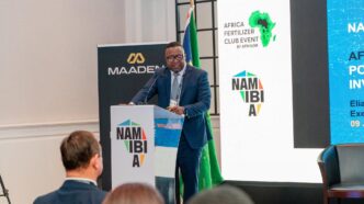 Namport Executive for Commercial Elias Mwenyo addresses delegates at the AFRIQOM Conference at the Strand Hotel in Swakopmund. | Photo: Namport