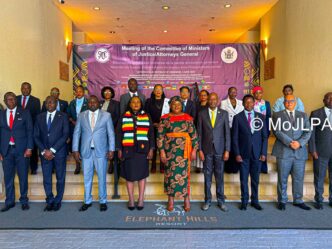 Ministers of Justice, Attorneys General and senior government officials from SADC member states pose for a group photo at the Meeting of the SADC Committee of Ministers of Justice and Attorneys General in Victoria Falls, Zimbabwe, on 5 June 2026. | Photo: SADC Secretariat