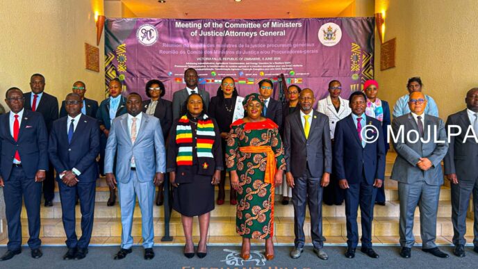 Ministers of Justice, Attorneys General and senior government officials from SADC member states pose for a group photo at the Meeting of the SADC Committee of Ministers of Justice and Attorneys General in Victoria Falls, Zimbabwe, on 5 June 2026. | Photo: SADC Secretariat