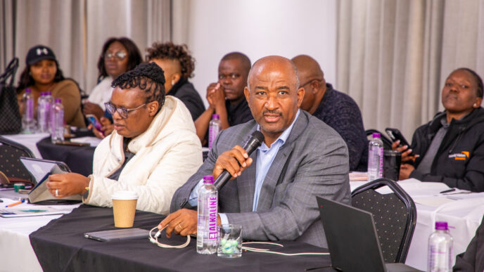 Central Bank of Eswatini Governor Dr. Phil Mnisi addresses editors and journalists during the Governor's Annual Media Engagement Session at Sibebe Resort on Friday. (Photo: CBE)