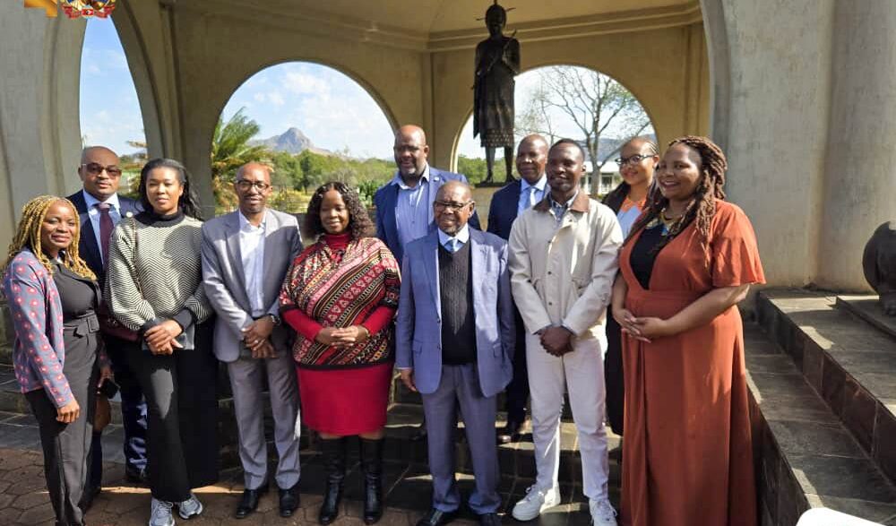 South Africa's Minister of Science, Technology and Innovation Blade Nzimande and his delegation pose with Dr Rejoice Maseko PhD, Director at the Ministry of ICT, and other officials during their visit to King Sobhuza II Memorial Park. | Photo: Eswatini National Trust Commission