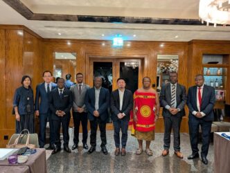 Minister of Labour and Social Security Phila Buthelezi poses with Taiwan's Minister of Labour and their respective delegations following a bilateral meeting on the sidelines of the International Labour Conference in Geneva, Switzerland. Photo: Eswatini Ministry of Labour and Social Security
