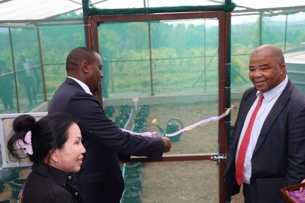 Prime Minister Russell Mmiso Dlamini officially opens the greenhouse tunnel donated by Indonesia's University of Airlangga at UNESWA's Luyengo Campus during the launch of the Ginger and Turmeric Research, Production and Value Addition Initiative. Picture: Supplied