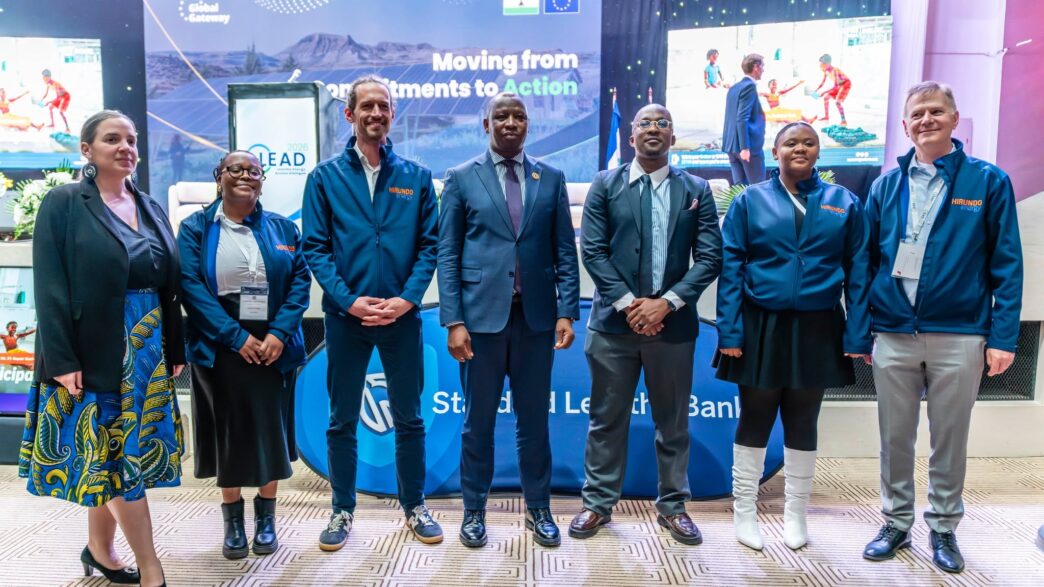 Lesotho's Minister of Energy and Mining Lejone Mpotjoane receives the signed MOU for the Mohale's Hoek Wind Farm from Hirundo Energy and Lesotho Electricity Company officials at the LEAD 2026 Conference. (Photo: Hirundo Energy)