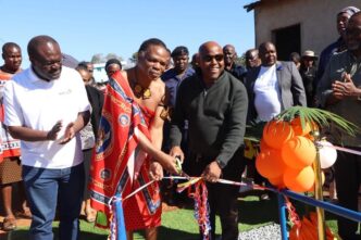 Ministry of Natural Resources and Energy | HRH Prince Lonkhokhela cuts the ribbon to commission the Bulekeni Water Supply Scheme in Shiselweni on Friday.