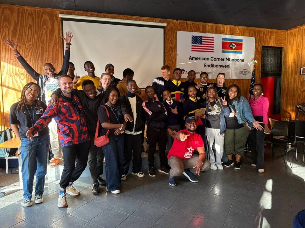 Fort Worth and Mbabane students engage at the Youth Exchange Roundtable held at American Corner Mbabane. Photo: U.S. Embassy Eswatini