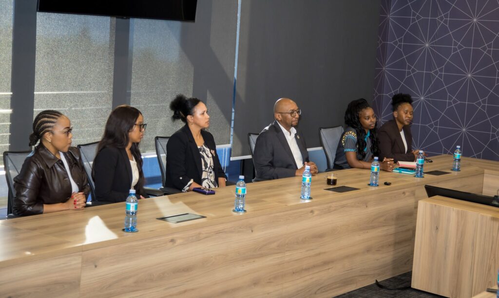 FNB Eswatini CEO Thokozani "TK" Dlamini and his team at FNB Head Office during the meeting with the ERS Integrated Payment Project team. Photo: ERS
