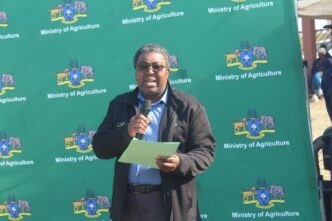 Acting Minister of Agriculture Sidney Simelane delivers the keynote address during the World Pulses Day commemoration held in Eswatini. Photo: Ministry of Agriculture