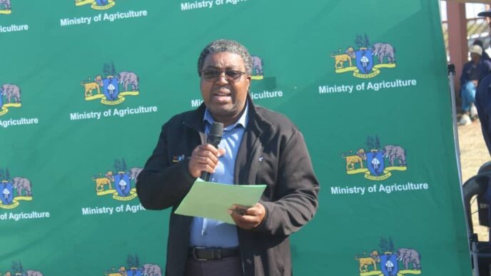Acting Minister of Agriculture Sidney Simelane delivers the keynote address during the World Pulses Day commemoration held in Eswatini. Photo: Ministry of Agriculture