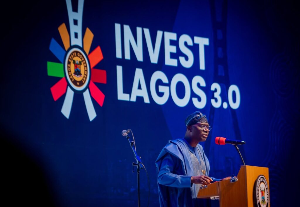 Lagos State Governor Babajide Sanwo-Olu addresses investors and business leaders at the Invest Lagos 3.0 Summit. | Photo: Lagos State Government