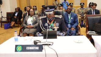 Royal Eswatini Police Service National Commissioner Manoma Vusie Masango takes his seat as the newly elected SARPCCO Chairperson during the 31st Annual General Meeting of the SADC Chiefs of Police Sub-Committee and SARPCCO in Lilongwe, Malawi. (Photo: REPS)