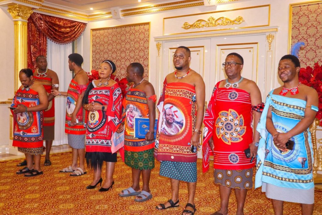 rime Minister Russell Dlamini and Foreign Affairs Minister Senator Pholile Shakantu join members of the royal family at Lozitha Palace for the letters of credence ceremony hosted by His Majesty King Mswati III. Photo: Eswatini Government