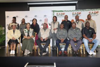 Prime Minister Russell Mmiso Dlamini poses for a group photo with Senate President Hon. Lindiwe Dlamini, Acting Minister of Agriculture Hon. Bongani Nzima, the Principal Secretary of Agriculture and other senior government executives during a tour of projects funded through the Eswatini Agriculture Development Fund on Friday, June 12, 2026.