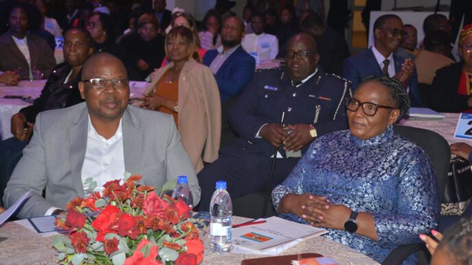 Eswatini's Natcom Vusi Masango and DPM Thulisile Dladla following proceedings at the national GBV indaba. | Photo: Facebook/REPS