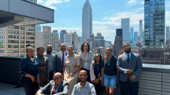 The Basotho delegation of software developers poses for a group photograph during the United Nations Open-Source Week 2026 at the UN Headquarters in New York. (Photo: MICSTI)