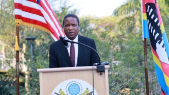 King's Representative Prince Guduza delivers remarks on behalf of His Majesty King Mswati III at the United States Embassy's 250th Independence Day reception in Ezulwini on Thursday. Photo: Adekunle Owolabi/Swazi24