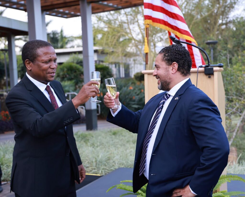 King's Representative Prince Guduza delivers remarks on behalf of His Majesty King Mswati III at the United States Embassy's 250th Independence Day reception in Ezulwini on Thursday. Photo: Adekunle Owolabi/Swazi24Chargé d'Affaires Weinstock addresses guests at the United States Embassy's Independence Day reception in Eswatini, marking 250 years of American independence. Photo: Adekunle Owolabi/Swazi24