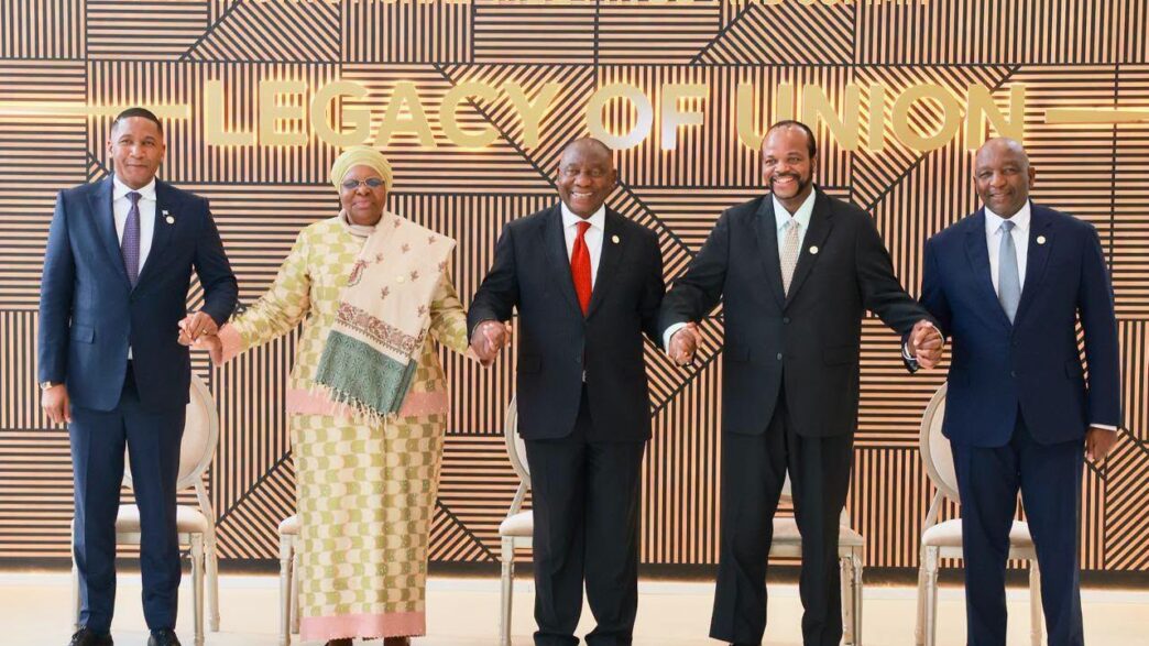 SACU Heads of State or Government pose for a group photograph at the 9th Summit held in Eswatini. (Photo: Supplied)