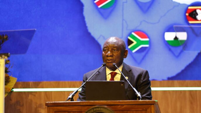 South African President Cyril Ramaphosa delivers remarks at the 9th SACU Summit of Heads of State or Government. (Photo: Supplied)