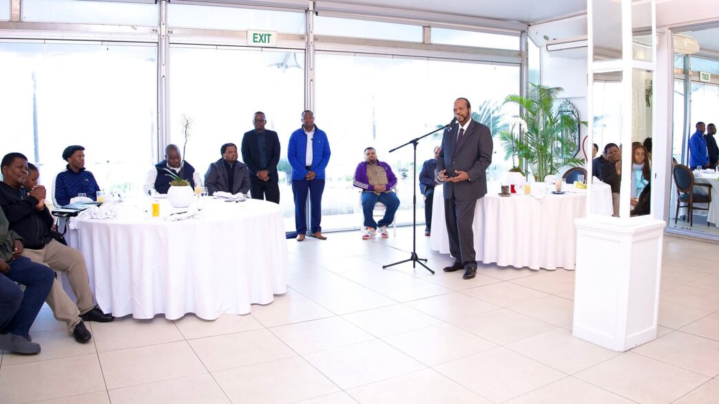 His Majesty King Mswati III addresses emaSwati students studying in Cape Town during a luncheon held in their honour, where he urged them to uphold the values of humility, respect and good conduct while living abroad.