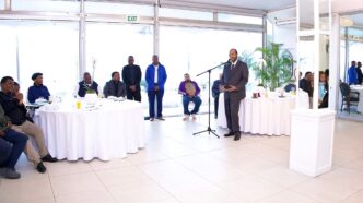 His Majesty King Mswati III addresses emaSwati students studying in Cape Town during a luncheon held in their honour, where he urged them to uphold the values of humility, respect and good conduct while living abroad.