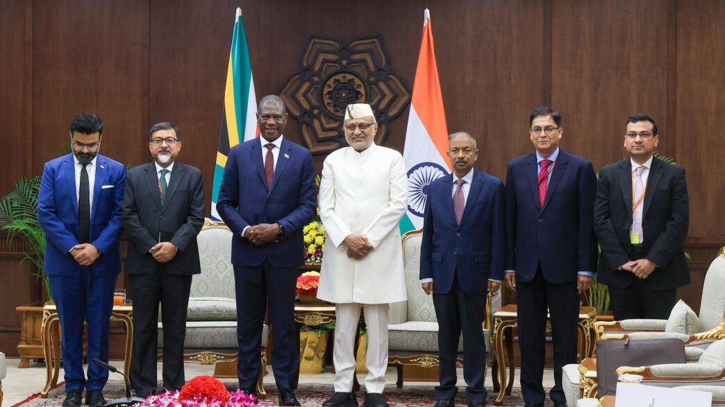 Deputy President of the Republic of South Africa, Paul Mashatile, together with the South African delegation attend a working meeting with His Excellency, the Vice President of India, Shri Chandrapuram Ponnusami (C.P.) Radhakrishnan at the Vice President's Enclave, New Dehli. Image: GCIS