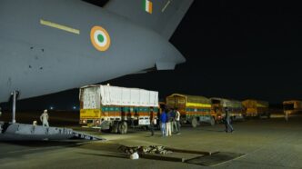 Medical supplies and protective equipment bound for the Africa Centres for Disease Control and Prevention are loaded onto a plane in India as part of the country's second emergency Ebola aid consignment to the African Union. Photo: X/@DrSJaishankar