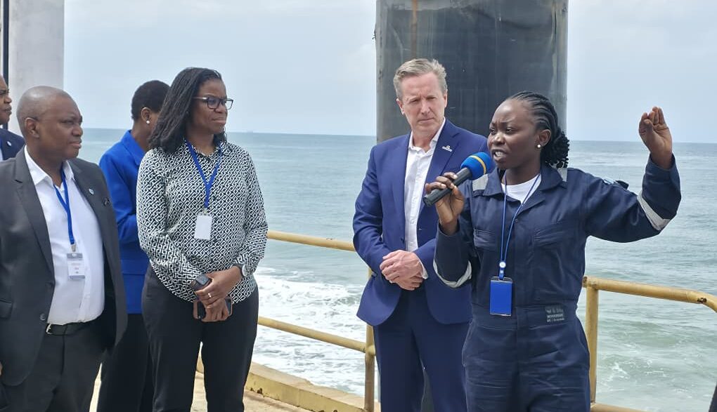 Sim Tshabalala listens attentively as Dangote Petroleum Refinery officials walk him through the facility during a tour of the Lekki Free Zone complex in Lagos. The refinery recently completed performance test runs at 700,000 barrels per day, surpassing its original nameplate capacity of 650,000 barrels per day. | Photo: X/@DangoteGroup