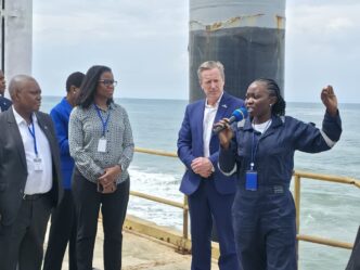 Sim Tshabalala listens attentively as Dangote Petroleum Refinery officials walk him through the facility during a tour of the Lekki Free Zone complex in Lagos. The refinery recently completed performance test runs at 700,000 barrels per day, surpassing its original nameplate capacity of 650,000 barrels per day. | Photo: X/@DangoteGroup
