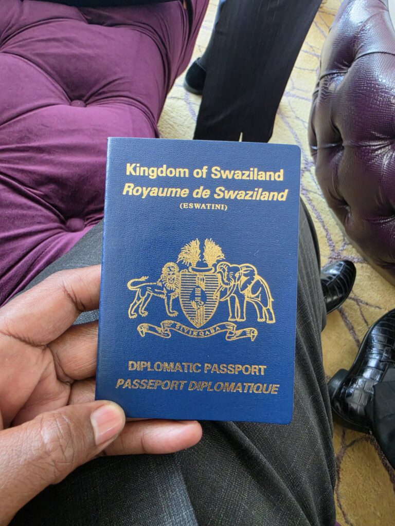 The diplomatic passport presented to Chivayo by King Mswati III. Photo: X/@wicknellchivayo