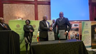 LEDA Director Alan Baloyi and ZimTrade CEO Allan Majuru exchange signed copies of the Memorandum of Understanding during the signing ceremony in Polokwane. (Photo: X/@ZimTradeAlerts)