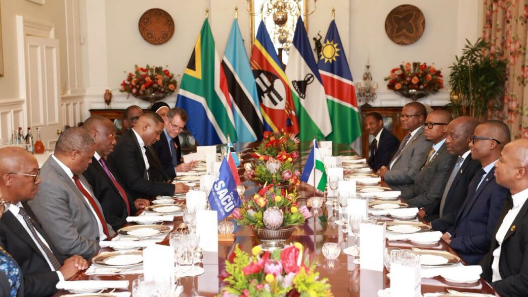 President Cyril Ramaphosa hosts SACU Heads of State and Government at a welcome dinner at Genadendal Official Residence in Cape Town ahead of the 9th SACU Summit. Photo: X/@PresidencyZA