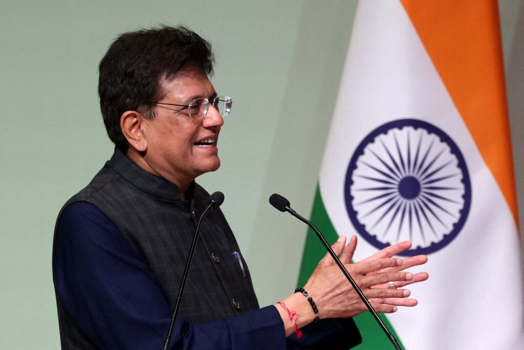 India's Commerce Minister Piyush Goyal speaks at the India-Korea Business Forum at Bharat Mandapam in New Delhi, India, April 20, 2026. REUTERS/Bhawika Chhabra/File Photo