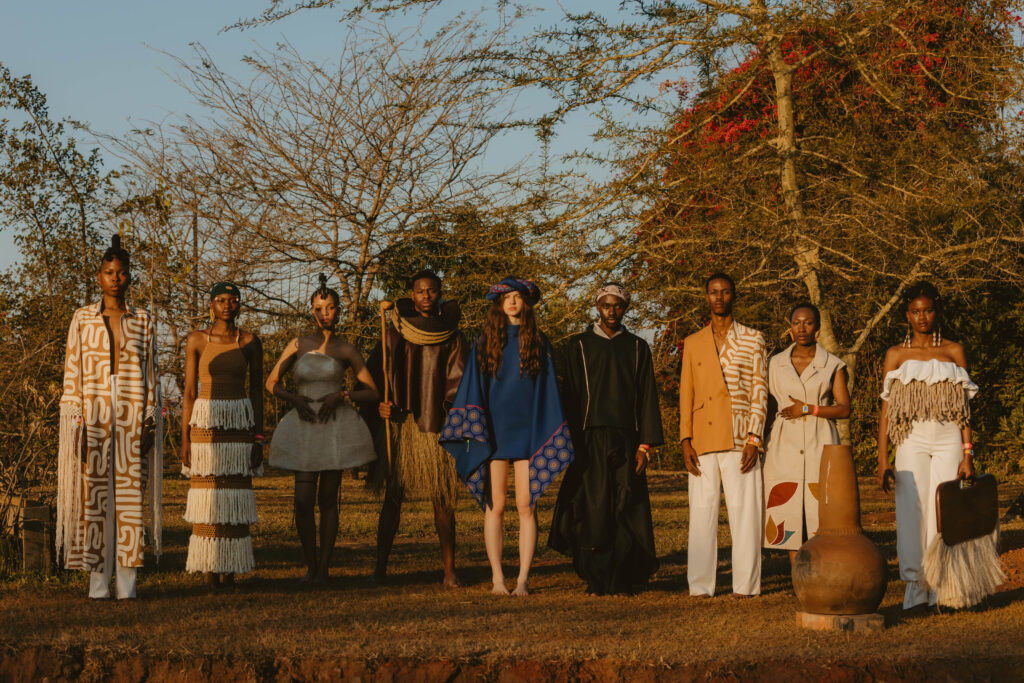 Model showcases a look inspired by Kwasukasukela, this year's Luju Fashion theme drawing on African storytelling traditions.