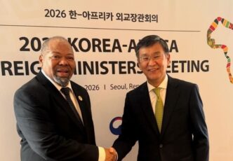 Minister of Economic Planning and Development Dr Thambo Gina meets Judge Jin Hyun Paik, the Republic of Korea's candidate for the International Court of Justice (2027-2036), on the sidelines of the Korea-Africa Foreign Ministers' Meeting in Seoul. | Photo: Ministry of Foreign Affairs and International Cooperation