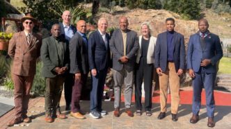 His Majesty King Letsie III poses with former U.S. House of Representatives Majority Leader Richard Gephardt and officials following discussions on the $6.2 billion Project Kobong hydropower and AI data centre deal between Lesotho and Convalt Energy. | Photo: U.S. Embassy Maser