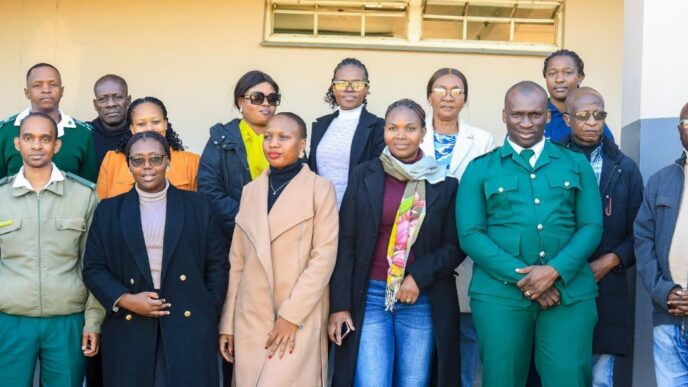 KaZakhali Private School staff pose with His Majesty's Correctional Services officers following their Career Day presentation at the school in Manzini. | Photo: His Majesty's Correctional Services