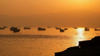 Vessels in the Strait of Hormuz as seen from Musandam, Oman. | Reuters