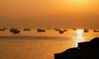 Vessels in the Strait of Hormuz as seen from Musandam, Oman. | Reuters
