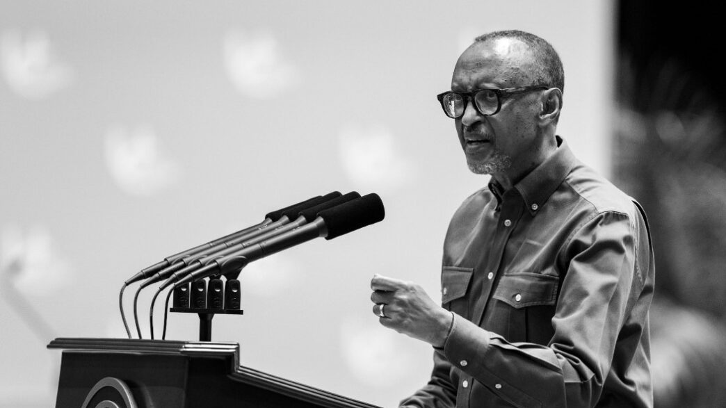 Rwandan President Paul Kagame addresses Unity Club members and leaders at Intare Arena during a dialogue on the history of the 1994 Genocide against the Tutsi and Rwanda's liberation. (Photo: X/@UrugwiroVillage)