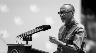 Rwandan President Paul Kagame addresses Unity Club members and leaders at Intare Arena during a dialogue on the history of the 1994 Genocide against the Tutsi and Rwanda's liberation. (Photo: X/@UrugwiroVillage)